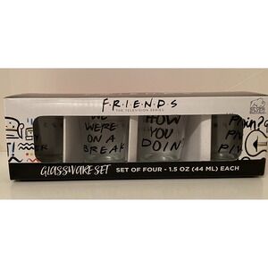 Friends TV Series Popular Phrases 4 Piece 1.5 oz BOXED SHOT GLASS SET A5